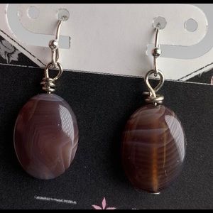 Botswana Agate Oval Earrings D